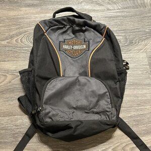 Harley-Davidson Bar Shield Logo Patch Backpack Black Gray Orange Biker Gear 17"